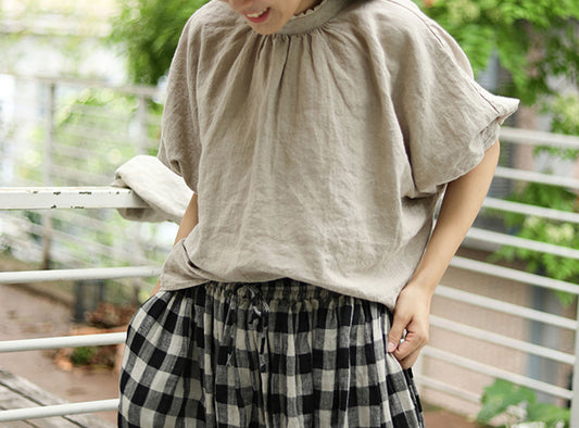 edoa Half Sleeve French Linen T Shirt