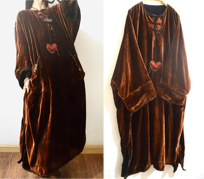 edoa Dioscrea Dyed Silk Velvet Winter Gown