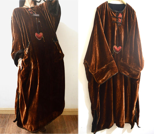 edoa Dioscrea Dyed Silk Velvet Winter Gown