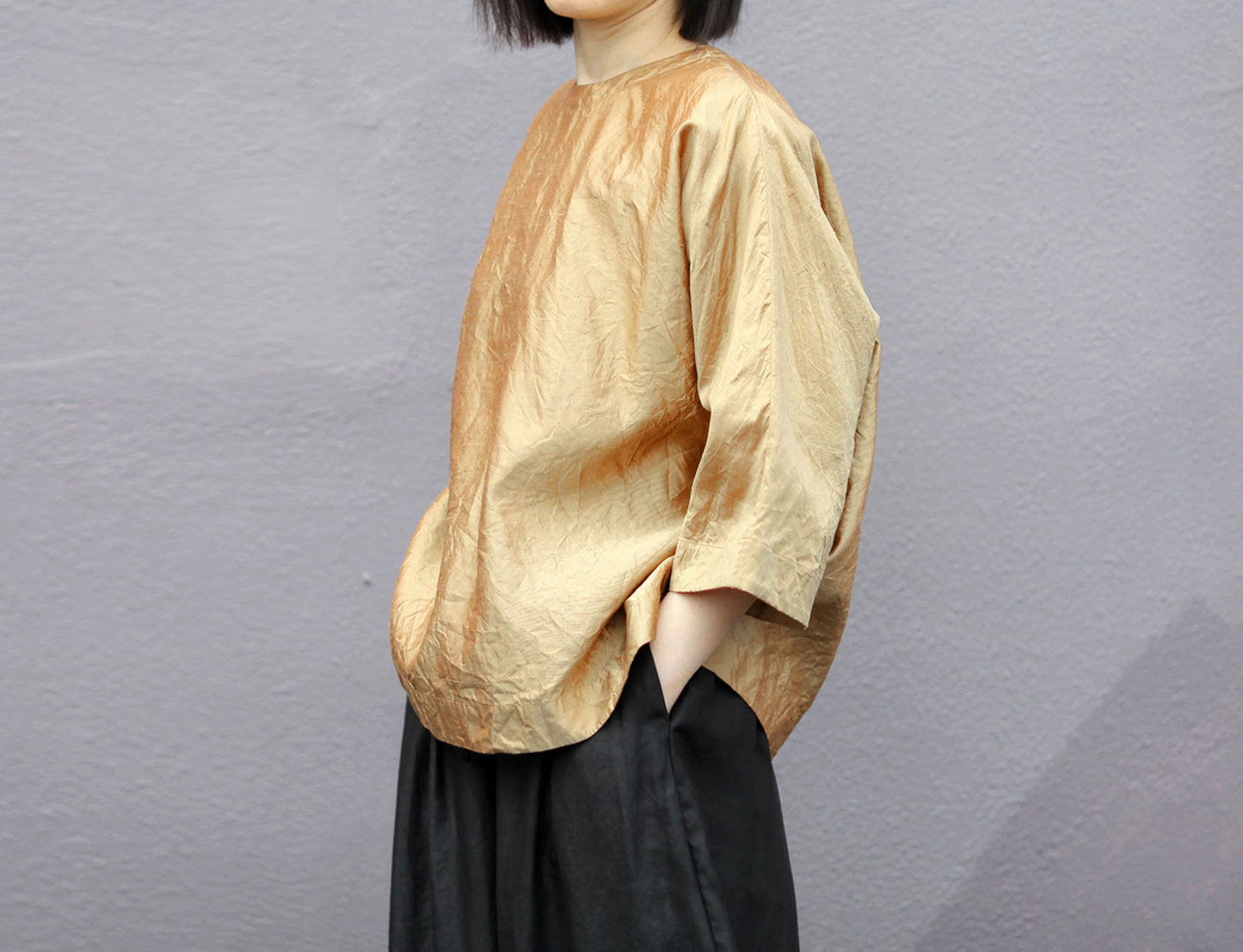 edoa Golden Dupioni Silk Shirt