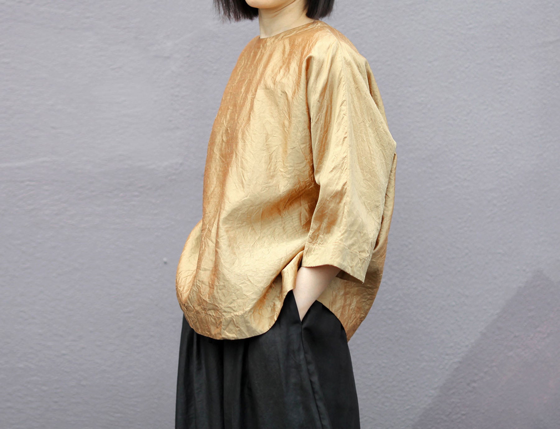 edoa Golden Dupioni Silk Shirt