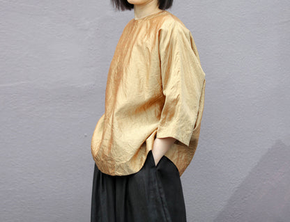 edoa Golden Dupioni Silk Shirt