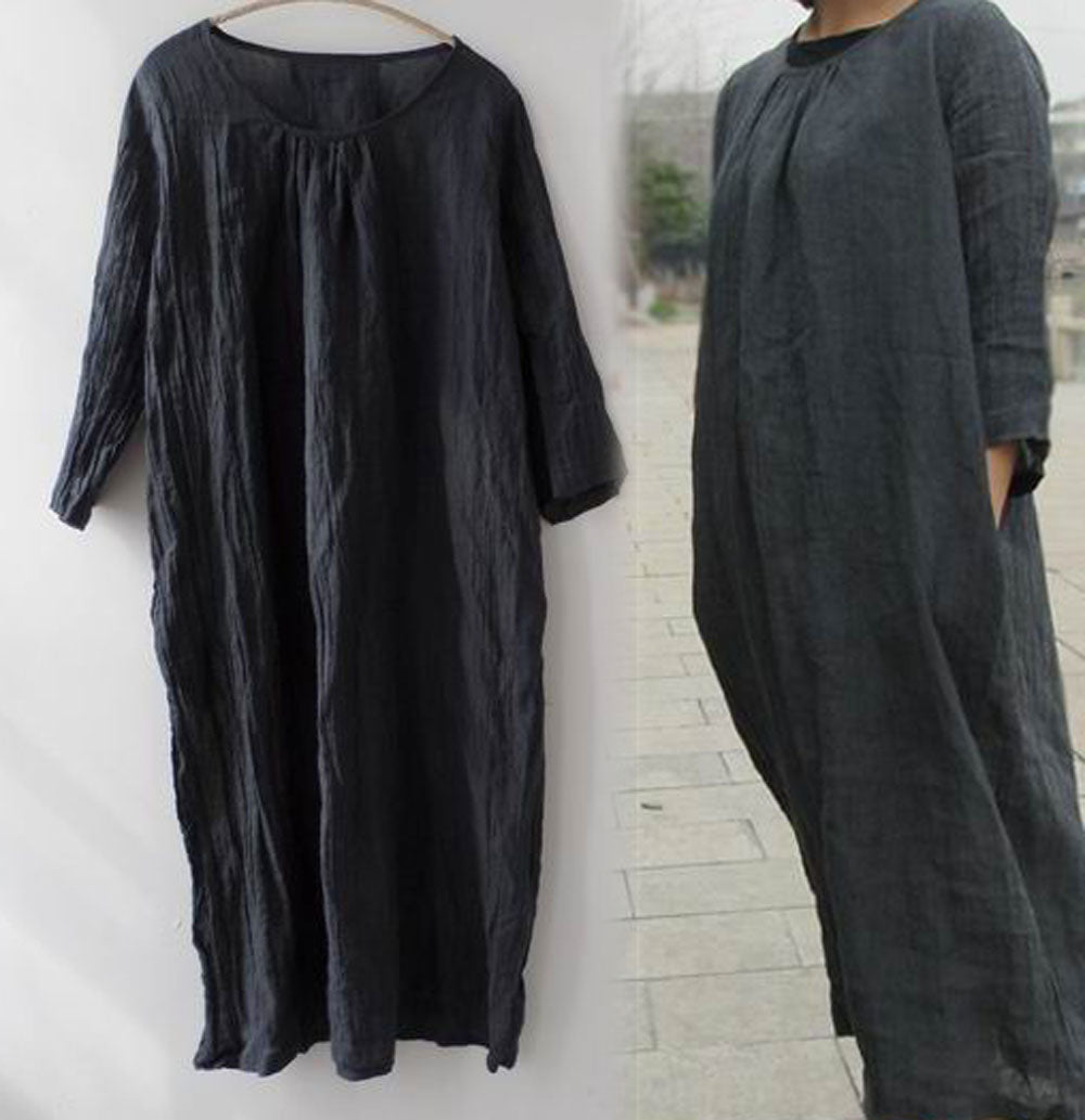 edoa Crinkle Linen Cotton Dress
