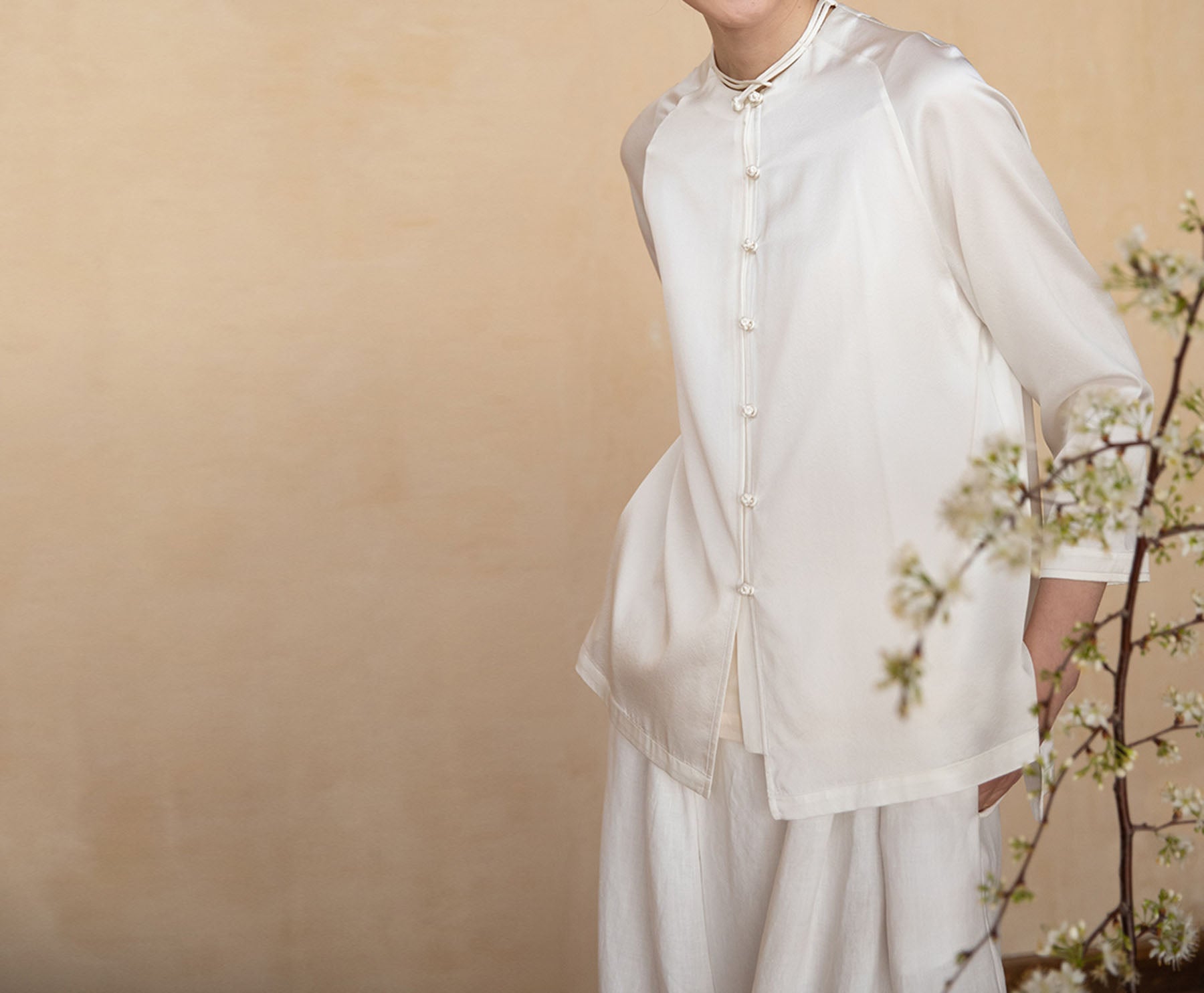 edoa Silk Charmeuse Chinese Blouse