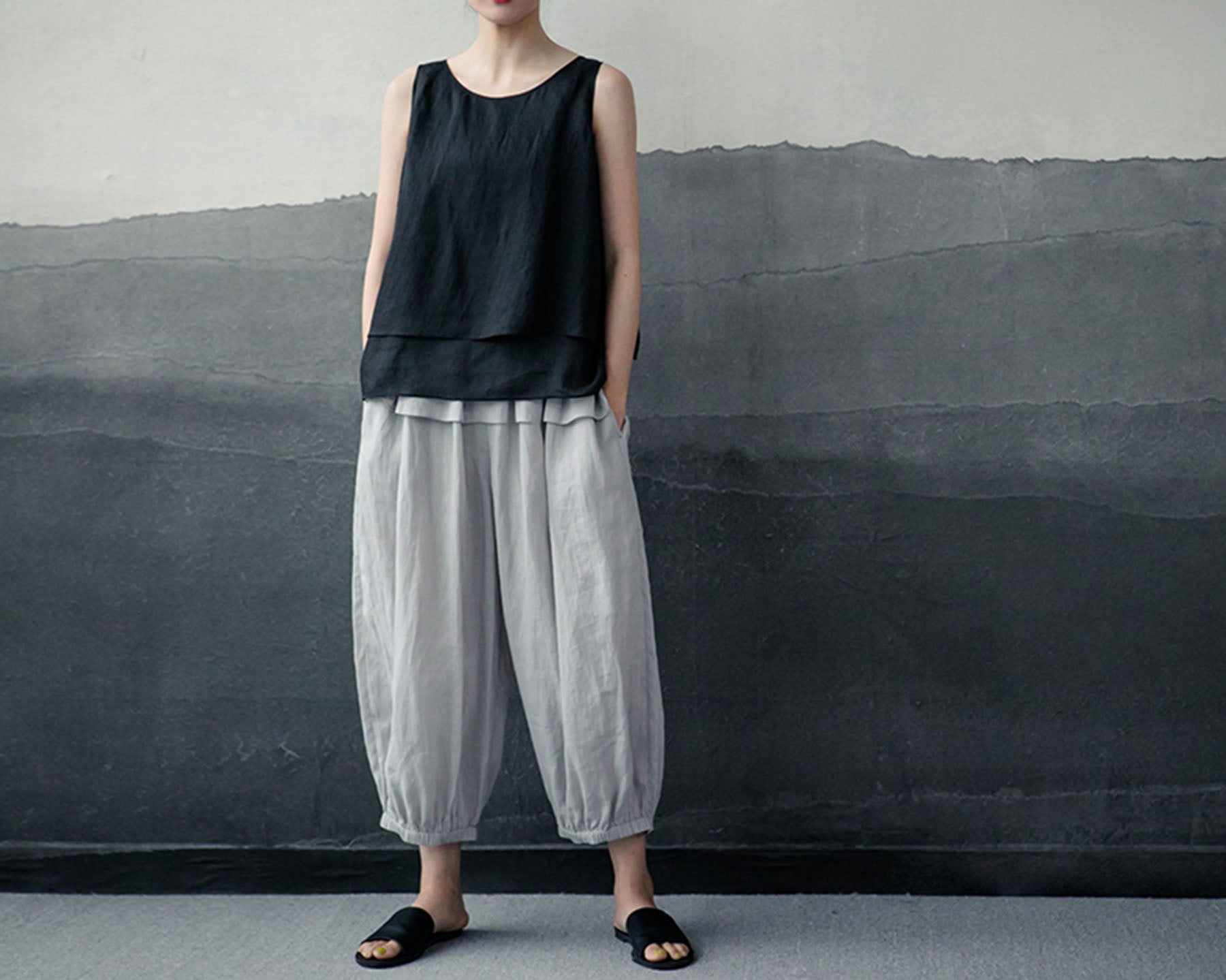edoa Double-layer Ramie Tank Top