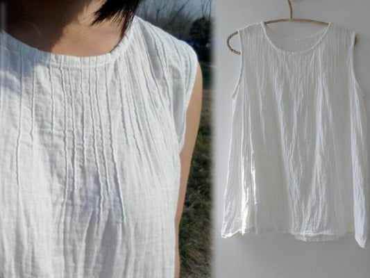 Pintucked layered cotton tank edoa