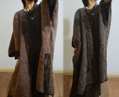 Reversible Mud Tussah Silk Jacquard Coat co0183 X011