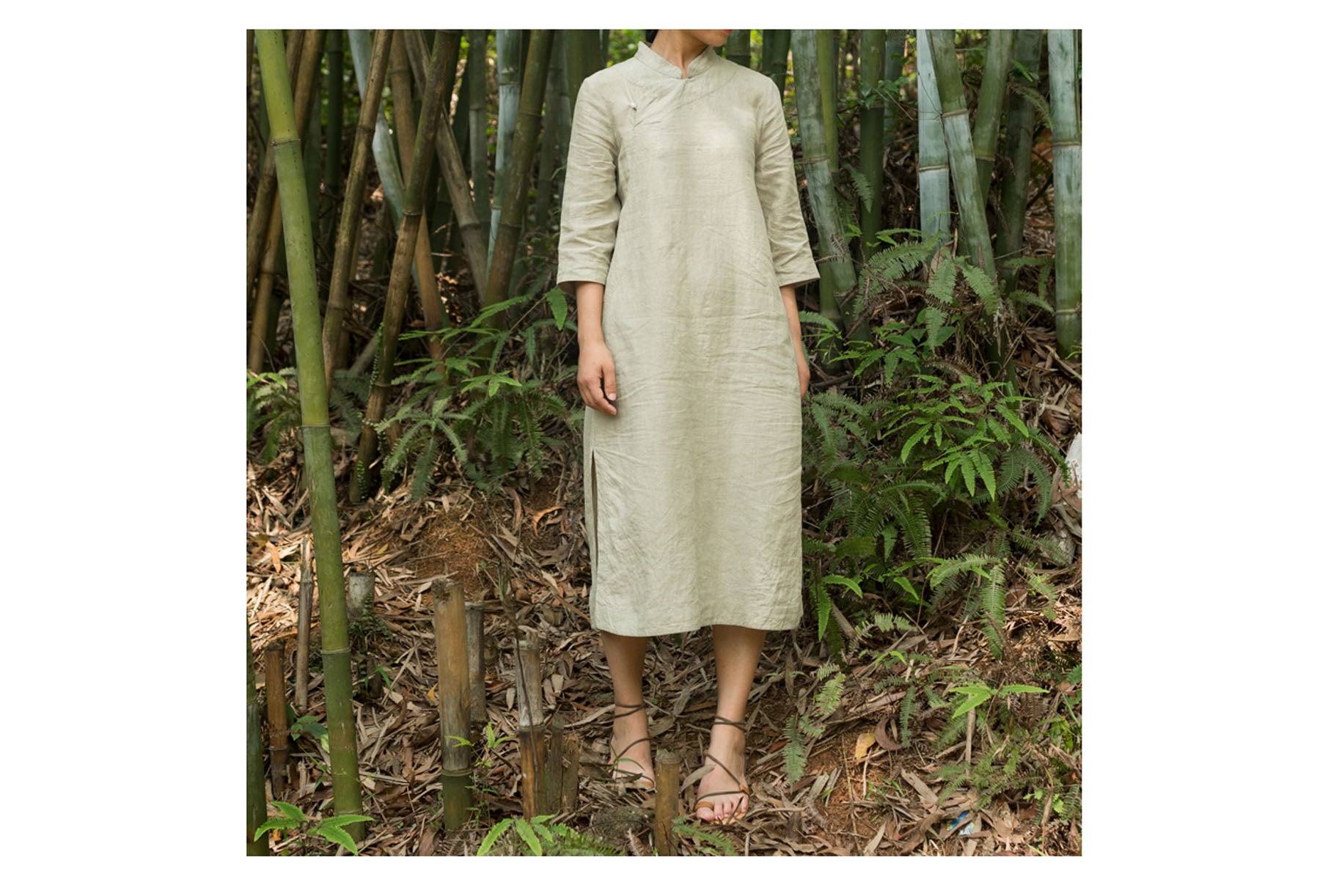 edoa Linen Modified Vintage Style Cheongsam