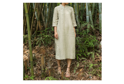 edoa Linen Modified Vintage Style Cheongsam