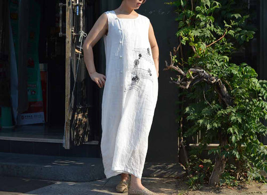 High Counted Ramie Dress with Hand Embroidery dr0356 492