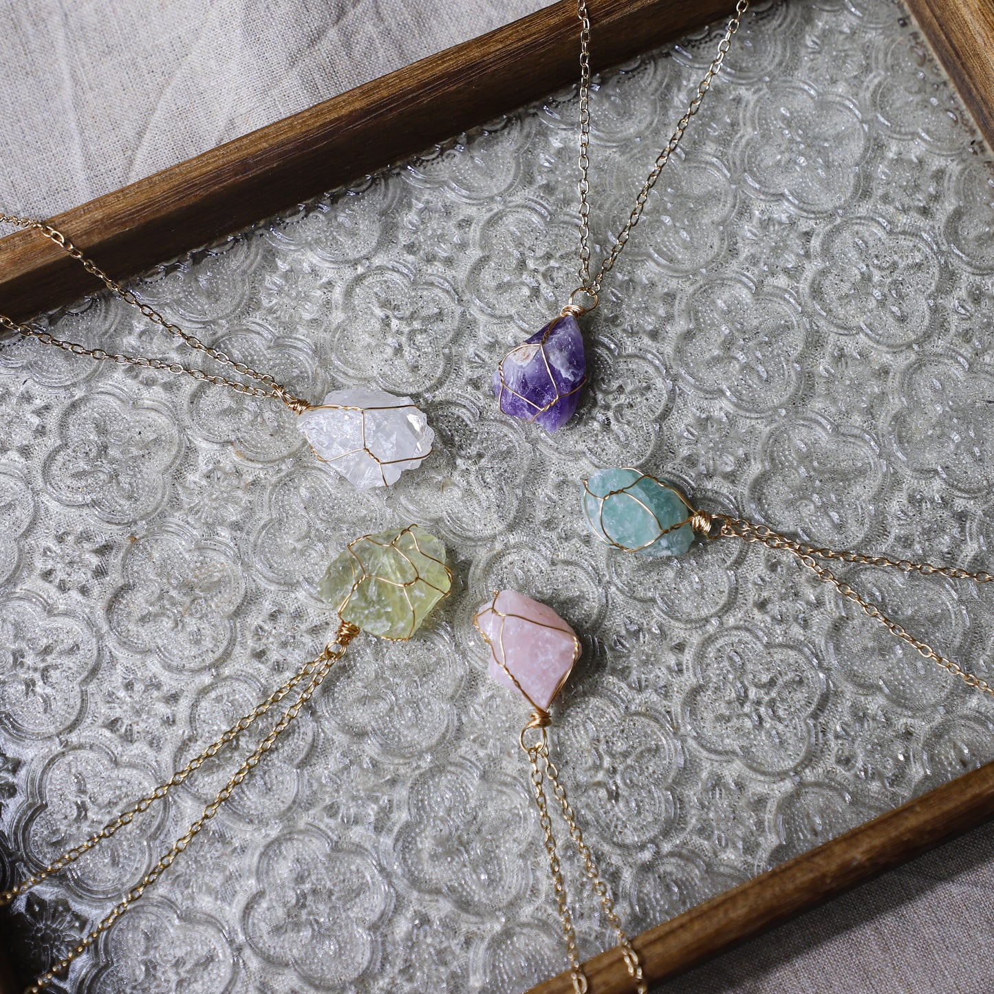 edoa Raw Crystal Wire Wrapped Necklace