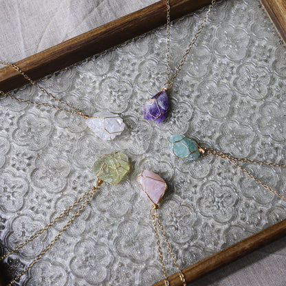edoa Raw Crystal Wire Wrapped Necklace