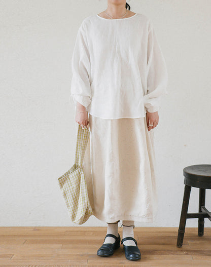 edoa Linen Blouse with Drawstring Sleeves