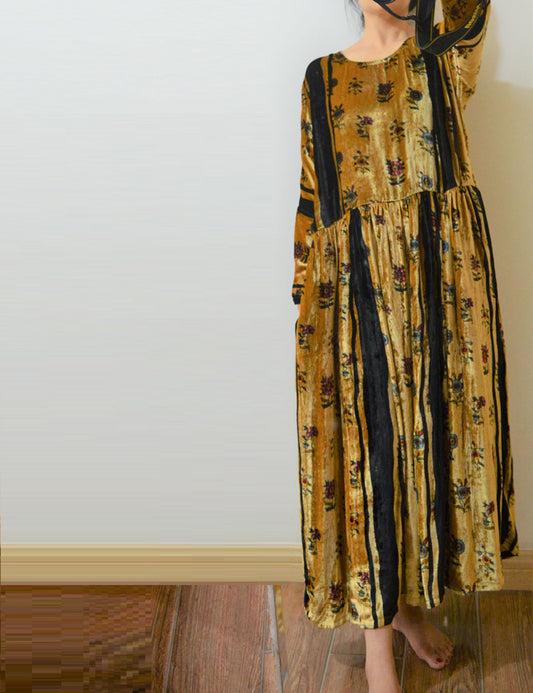 Silk Cotton Blend Velvet Dress dr0205 A436