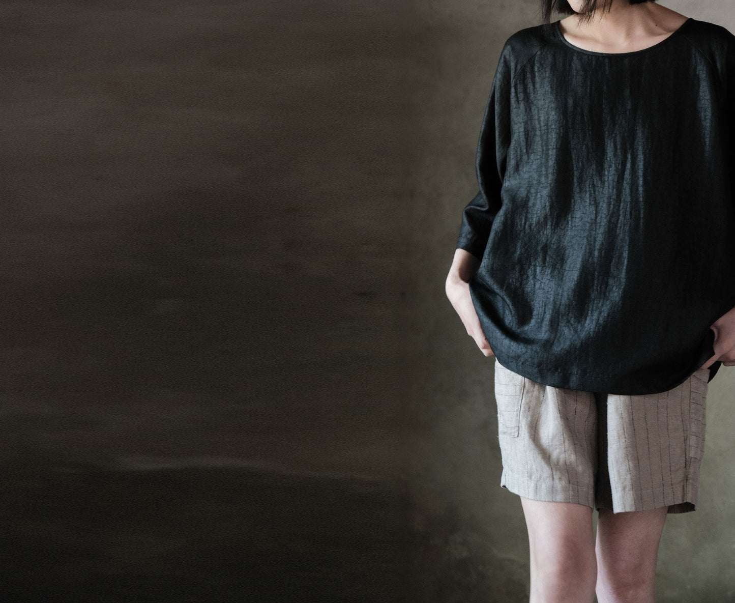 edoa Cracked Mud Silk 3/4 Sleeve Tee
