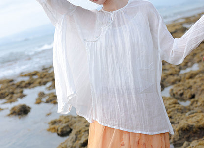 edoa Super Loose White Gathered Shirt