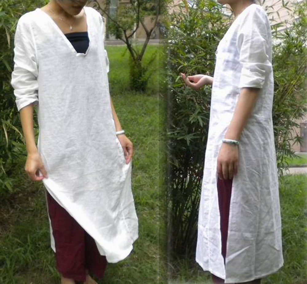 edoa Basic Linen White Tunic