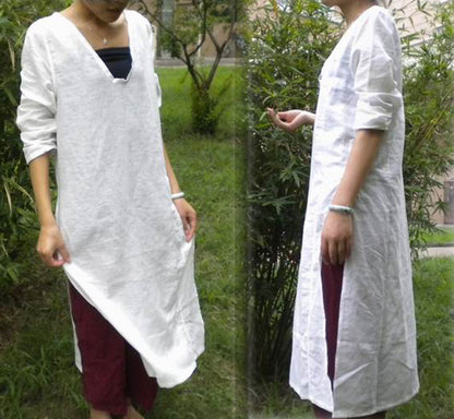 edoa Basic Linen White Tunic