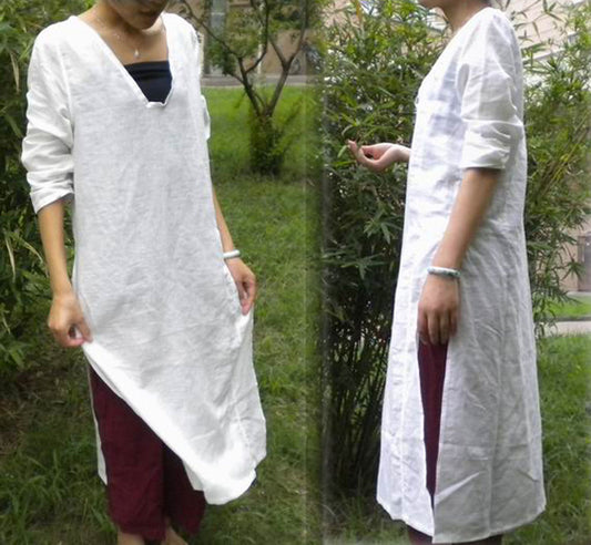 edoa Basic Linen White Tunic
