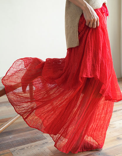 edoa Elegant Crushed Linen Gauzy Skirt