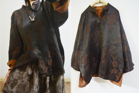 Reversible Mud Silk Chinese Pullover Top to0256 A996