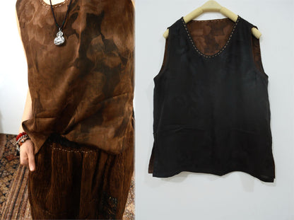 Reversible Printed Mud Silk Jacquard Tank to0135 X156