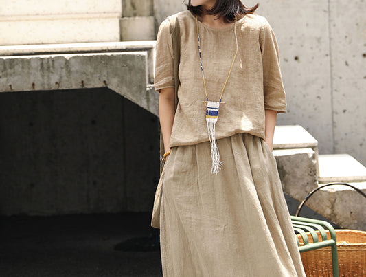 edoa Loose Distressed Linen Tee 