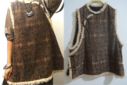 edoa Mud Silk Jacquard Modified Chinese Vest 