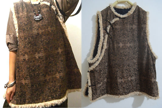 edoa Mud Silk Jacquard Modified Chinese Vest 