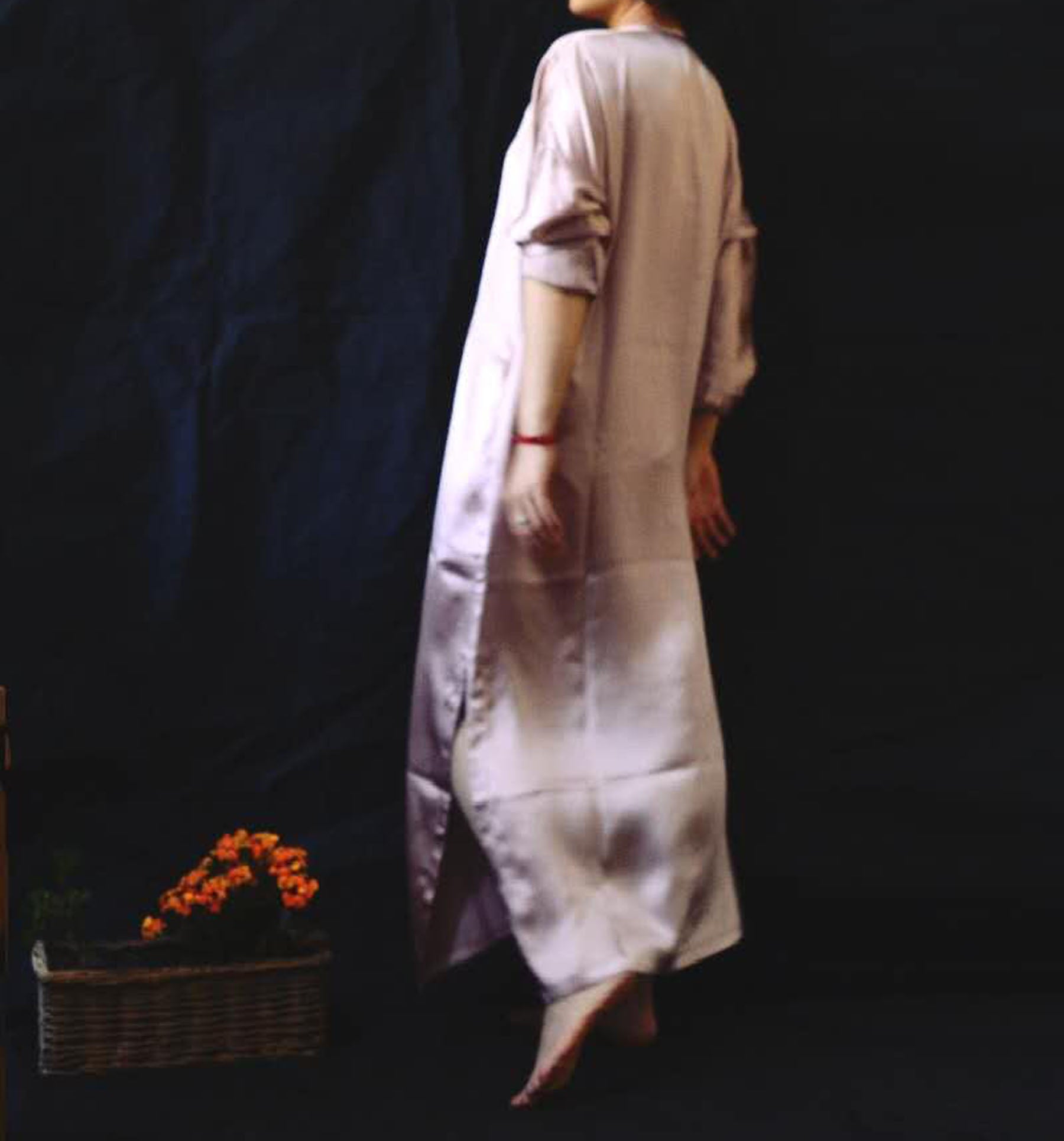 edoa Silk Hammered Satin Cheongsam Dress