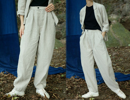 edoa 80s Tapered Flax Linen Pants