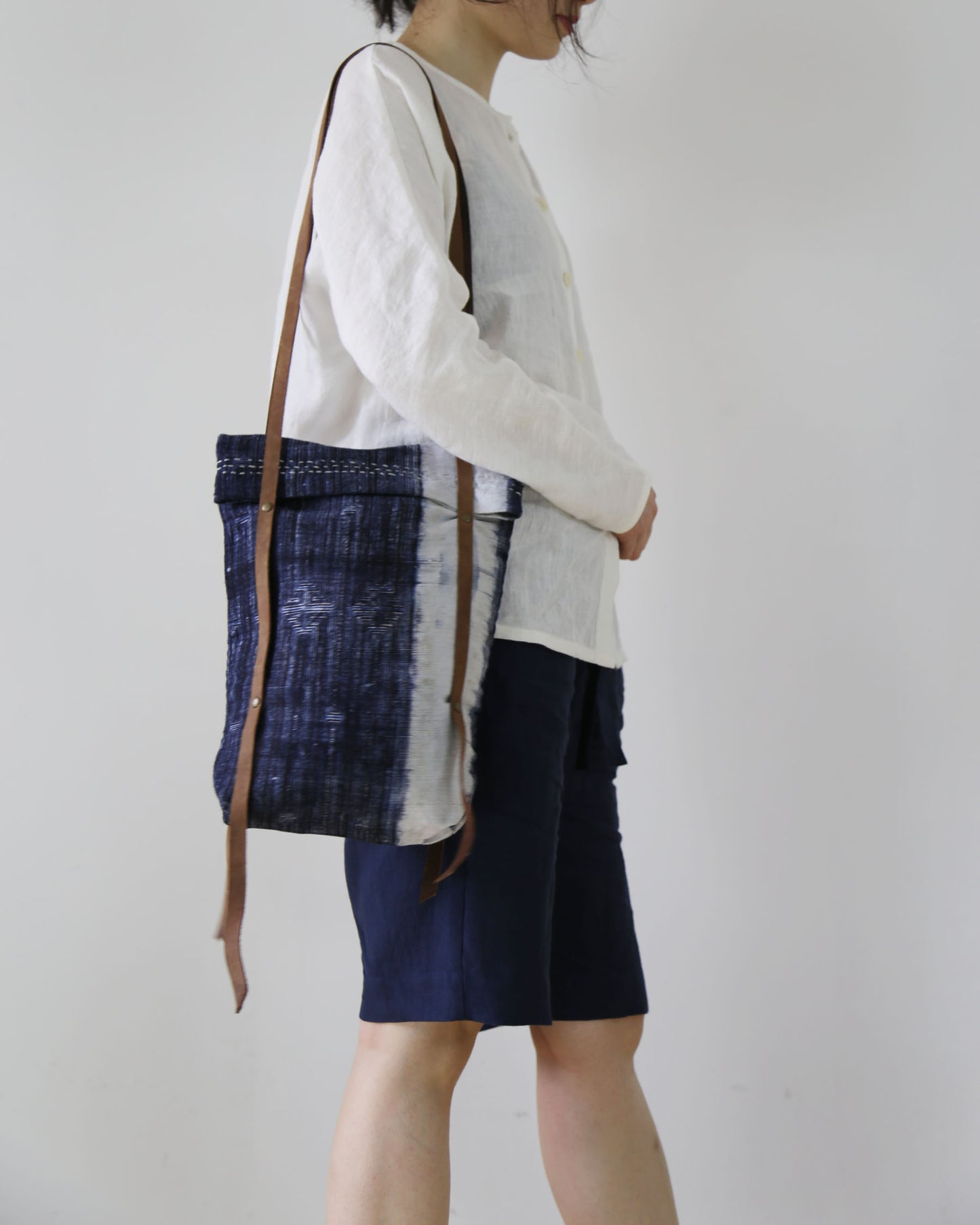 edoa Handmade Indigo Blue Plant Dyed Linen Tote Bag