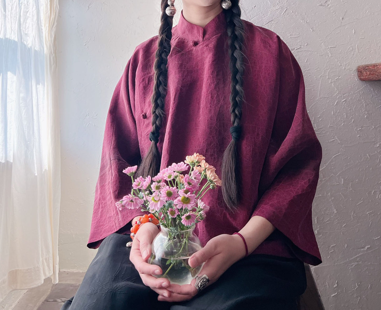 edoa Cracked Mud Silk Qipao