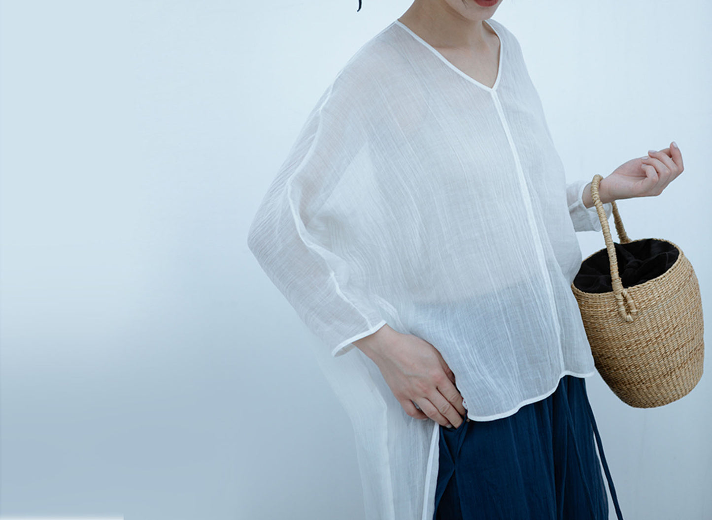 edoa Crumpled Ramie Smock