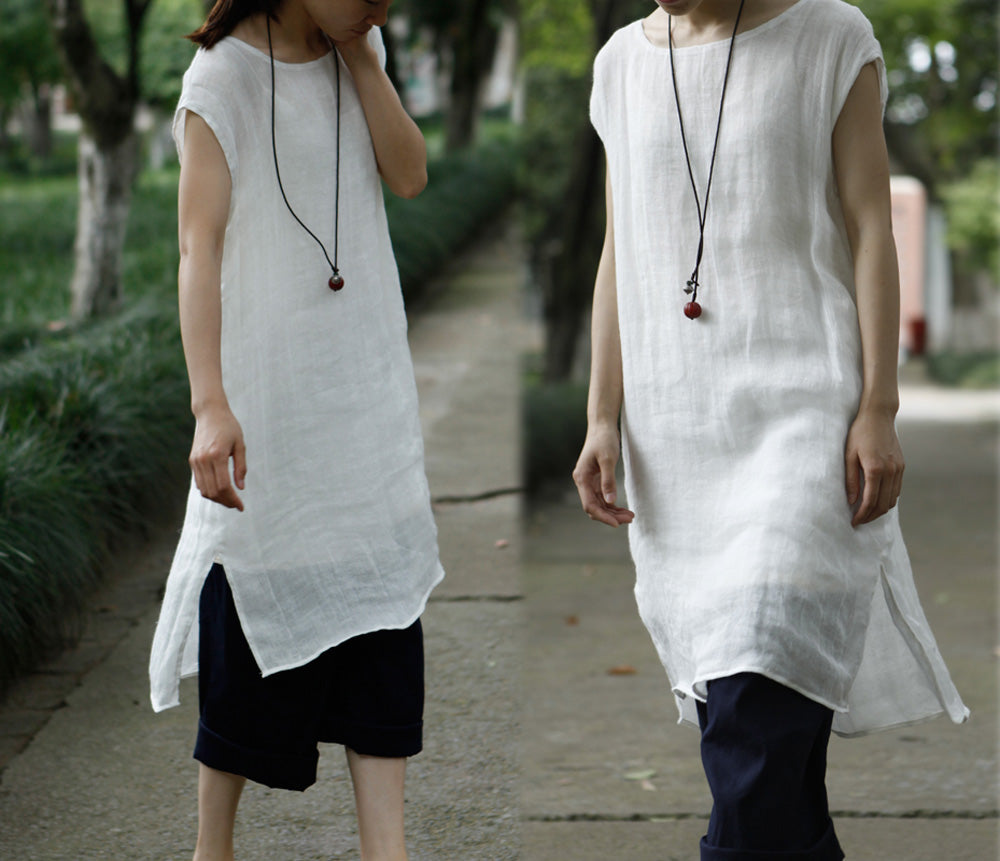edoa Thin Linen Gauze Layered Tunic 