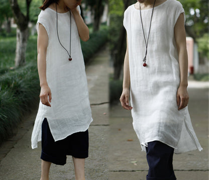 edoa Thin Linen Gauze Layered Tunic 