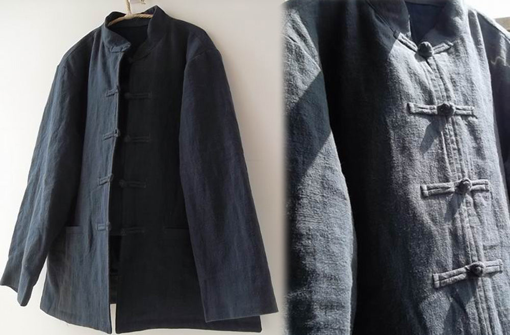 edoa  Long Sleeve Stand Collar Jacket with Chinese Frog Buttons