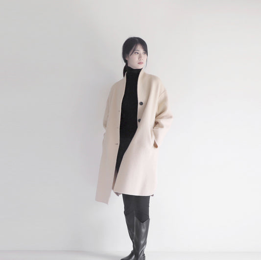 edoa white double faced wool coat