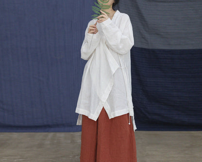 edoa Chinese Style Linen Top