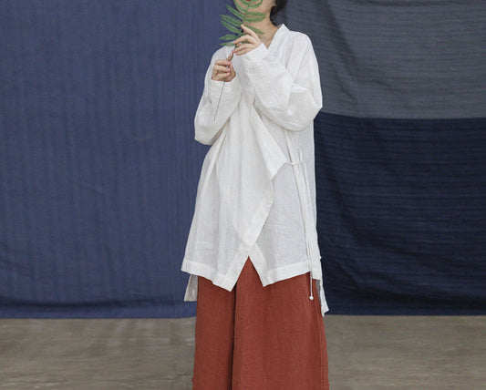 edoa Chinese Style Linen Top