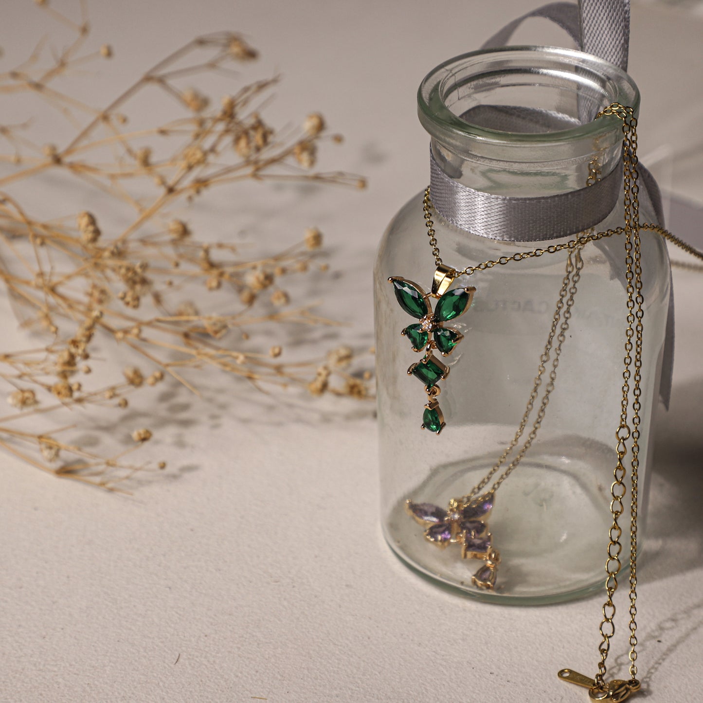edoa Minimalist Birthstone Butterfly Pendant Necklace