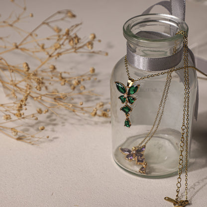 edoa Minimalist Birthstone Butterfly Pendant Necklace