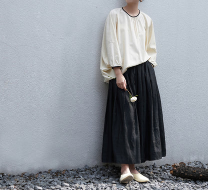 edoa Black Dupioni Tussah Silk Skirt