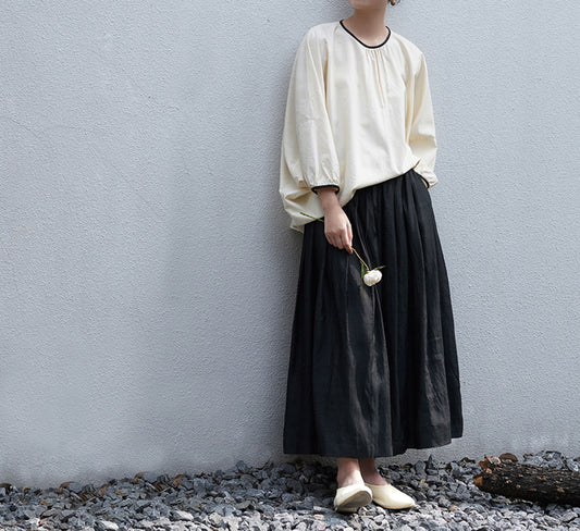 edoa Black Dupioni Tussah Silk Skirt