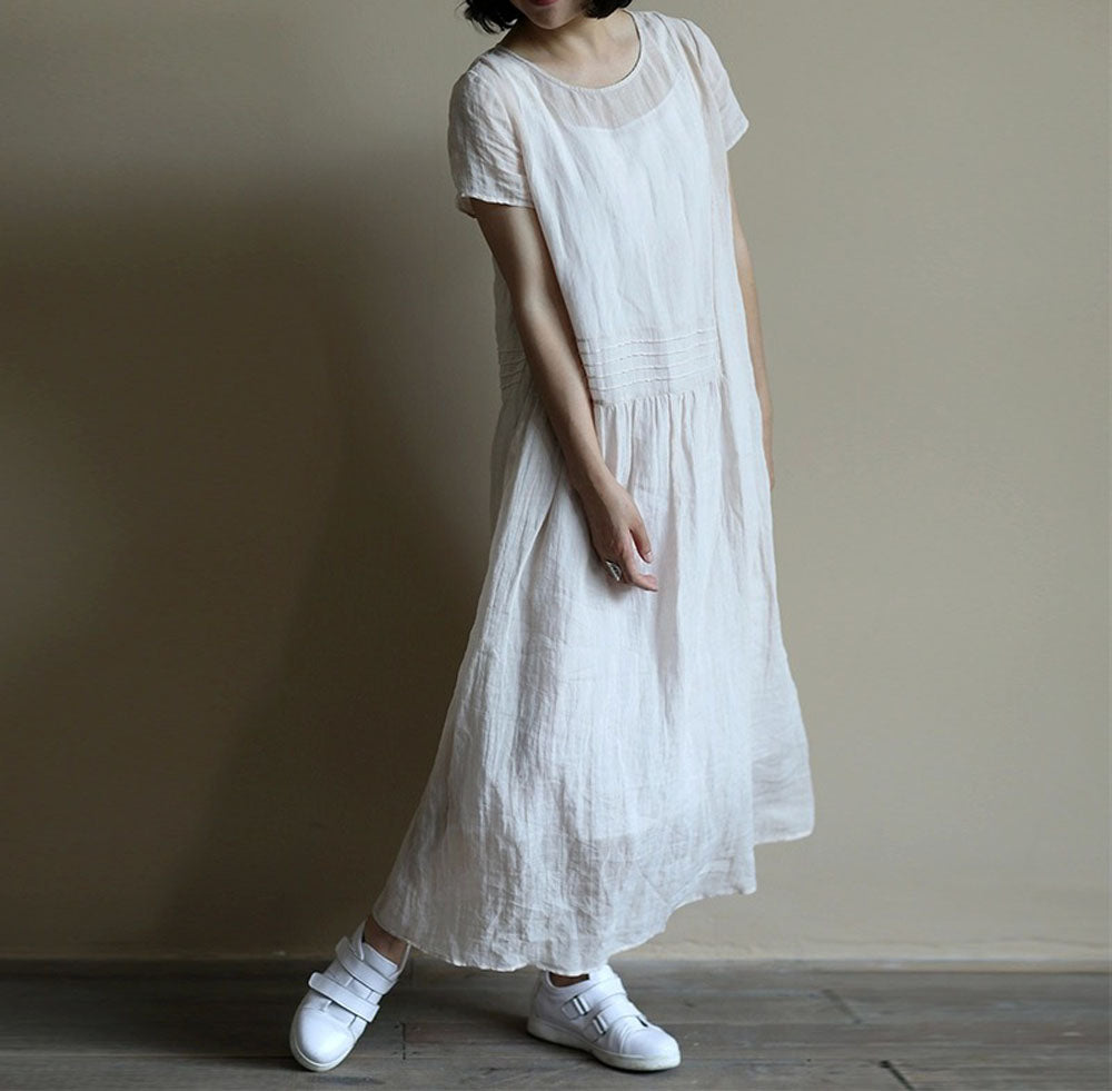 edoa High Counted Ramie Maxi Dress