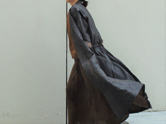 edoa Cracked Mud Silk Duster Coat 