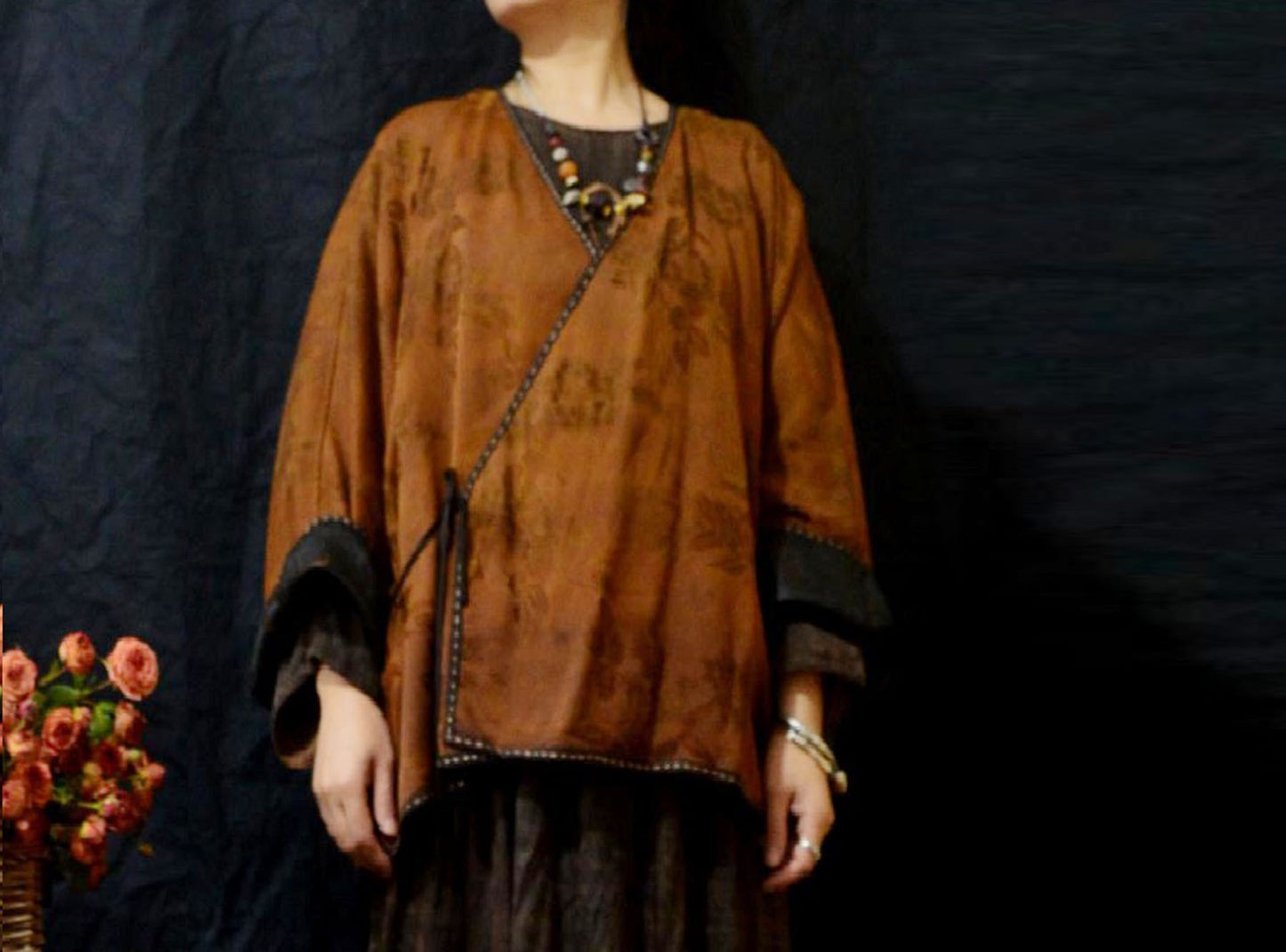 edoa Reversible Mud Silk Rayon Blend Jacquard Hanfu 