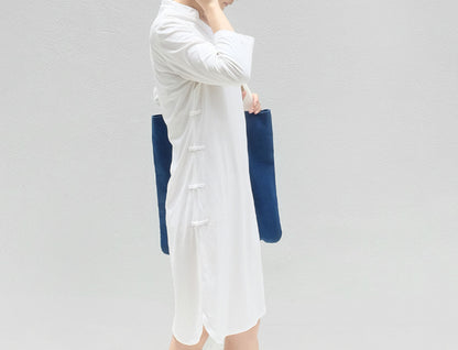 edoa High Counted Knit Cotton Cheongsam Dress