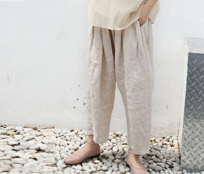 edoa Pleated Boyfriend Washed Linen Pants