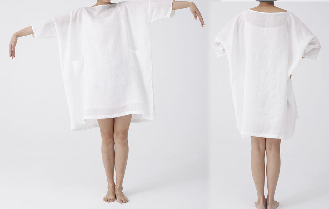 edoa Oversized White Smock Top Tunic